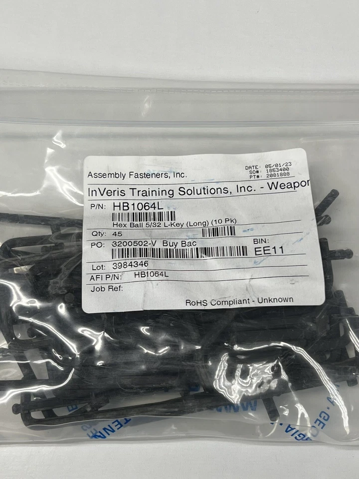 5/32 Inch Hex Ball Long Key - NEW - Lot of 45 - Image 1 of 1