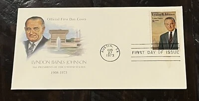 LBJ First Day Issue cover 1973 Austin, Texas Lyndon Baines Johnson President - Image 1 of 2