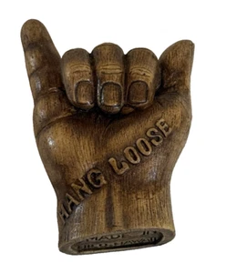Vintage Koa Dust HANG LOOSE Hand Figurine HILO Hawaii Handcrafted Hawaiian Surf - Picture 1 of 5