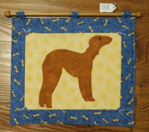 Handmade Bedlington Terrier Dog Hand Stitched Wall Hanging