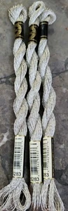 3x DMC 5 Perle Metallic 5283 Silver 25m 27.3yds each skein - Picture 1 of 1