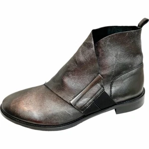 JOHNSTON & MURPHY Womens Lola Pewter Metallic Soft Leather Ankle Boots SZ 7 1/2M - Picture 1 of 13