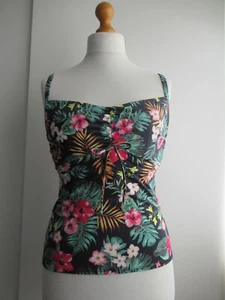 Bravissimo Black Floral Print Tankini Top, Size 32FF - Picture 1 of 9