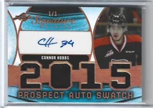 CAMISETA AUTÓGRAFO CONNOR HOBBS 2015 LEAF PROSPECTS #1/1 OBRA MAESTRA DEL JUEGO AUTOMÁTICO - Imagen 1 de 1