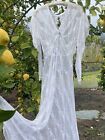 Antique Edwardian Gown  Tambour Lace Gigot Sleeve Bridal Gown 1900S Mesh Dress