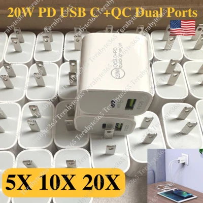 Lote A Granel 20W PD USB C Cargador Rápido Adaptador QC 3.0 Cubo Para iPhone 14/13 Samsung Foto 1 de 4