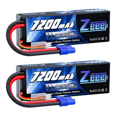 2x Zeee 2S Lipo Akku 7.4V 7200mAh 120C EC3 Hardcase Batterie für RC Auto Drone - Bild 1 von 4