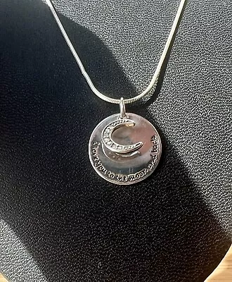 Collar colgante de plata de ley con diamantes “Te amo a la luna y espalda 18” Han Foto 1 de 4