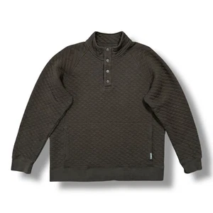 Eddie Bauer Quilted Jacket Quarter Snap Button Pullover y2k Brown Large - Picture 1 of 9