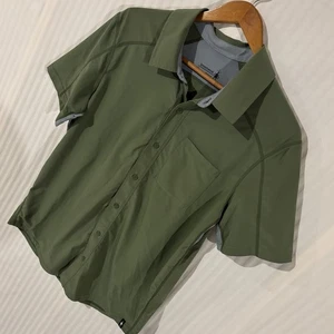 Smartwool Men’s Button Up Shirt Medium Short Sleeve Green Wool Trim Y-16 - Picture 1 of 10