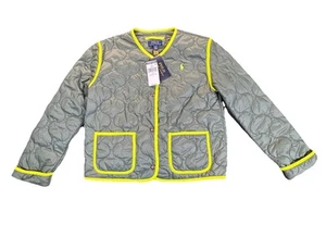 NWT Polo Ralph Lauren Boys Neon Trim Quilted Olive Jacket Navy Size Large 12/14 - Picture 1 of 9