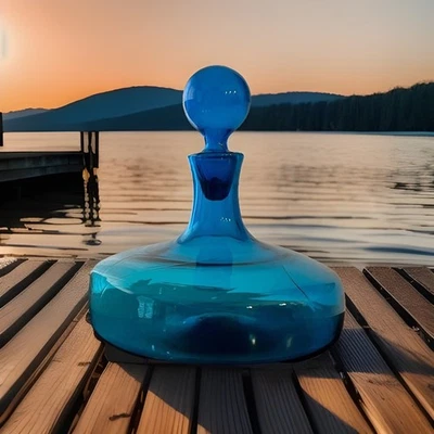 MCM Kingstown #6541 Horizon Blue decantador Indiana Handcrafted Line Wayne Husted Foto 1 de 4