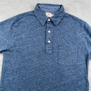 Faherty Polo Shirt Mens Small Blue Heather Knit Pocket Casual Soft Cotton Blend - Picture 1 of 9