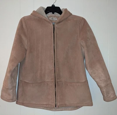 Abrigo Chaqueta Mulberry Street Mediana Imitación Gamuza Cremallera Completa Con Capucha Beige Tareas de Granero Foto 1 de 4