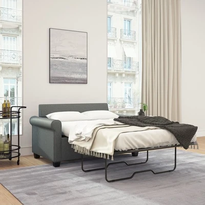 Sofá cama extraíble sofá cama doble tamaño adulto brazos enrollados gris Foto 1 de 4