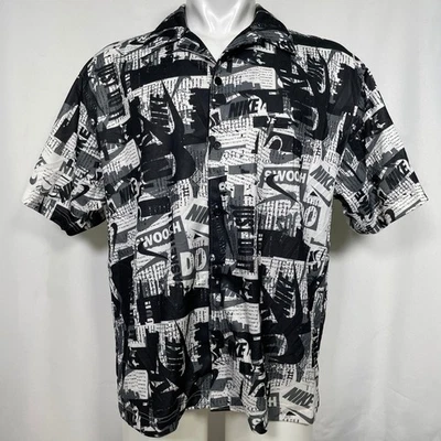 Camisa Nike Dri Fit negra blanca con botones estampada DX7860-065 para hombre GRANDE Foto 1 de 4