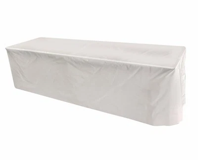 Fitted Vinyl Tablecloth 96x30 White Rectangular Banquet Display Table Cover - Image 1 of 2