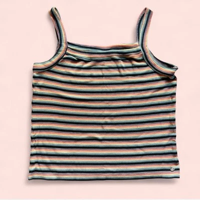 Volcom Rainbow Stripe Ribbed Stretchy Tank Women’s Small - Image 1 of 4