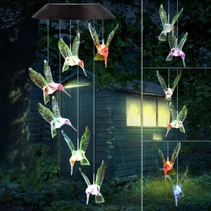 Hummingbird Solar Wind Chimes for Outside Gifts for Mom Grandma Birthday Gift... - Picture 1 of 6
