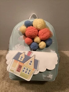 LOUNGEFLY PIXAR UP HOUSE WITH POM POMS MINI BACKPACK~ WITH TAGS~ BRAND NEW - Picture 1 of 7