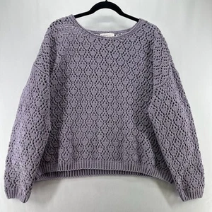 Coldwater Creek Pullover Damen L Chenille Häkelpullover Oversize hell lila - Bild 1 von 11