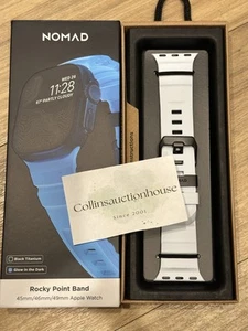 Nomad Rocky Point Natural Titanium Icy Blue Glow Apple Watch Band 46/49mm - Zdjęcie 1 z 6