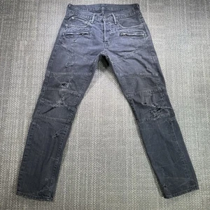 Denim Supply Ralph Lauren Jeans Mens Black 30x29 Slim Biker Moto Distressed Fade - Picture 1 of 23
