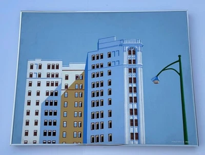 Alfred Maurice Painting Vintage American Urban Industrial Regionalism Modernist - Image 1 of 4