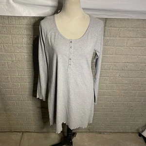 Neu ohne Etikett Abound Damen grau gerippt Henley Langarm Freizeitkleid Größe Large - Bild 1 von 5