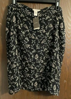 Merona Black with Tan Leaves Skirt Silk Lined Hand Washable Size XXL - NWT - Image 1 of 2