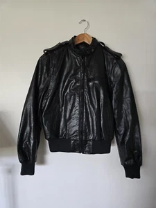 Vintage Bermans Damen gefüttert Leder schwarz Biker Motorrad Jacke 10 (Small) S/M - Bild 1 von 11