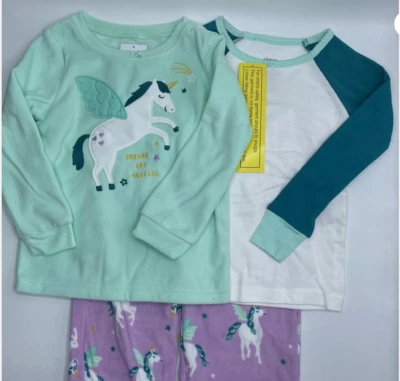 CARTERS GIRLS 3 PC PLUSH LONG SLEEVE SET (MINT/LILAC 6)NWT - Image 1 of 4