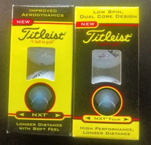 Titleist NXT &Titleist NXT Tour Golf Balls 2 Packs of 2 Balls NEW -4 Balls Total - Picture 1 of 4