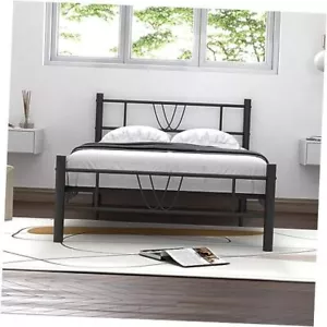  Size Bed Frame Platform Metal with Headboard/Underbed Storage/Steel Twin Black - Picture 1 of 8