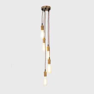Edison cluster vintage brass pendant ceiling light with 5 lights brass holders - Picture 1 of 6