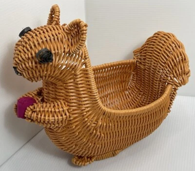 藤条水果篮松鼠形状编织面包篮柳条食品托盘水果 — 第 1/4 张图片