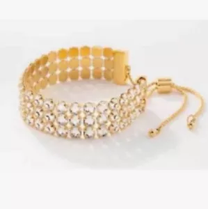 New Touchstone Crystal Jewelry by Swarovski Out and About Bracelet Golden Color - Picture 1 of 3
