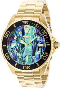 Invicta 37403 Men's 47mm Pro Diver Diamond Markers Abalone Dial Gold Tone Watch - Picture 1 of 2