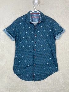 Robert Graham Mens Classic Fit Blue Skull All Over Button Down Shirt Sz XS - Picture 1 of 7