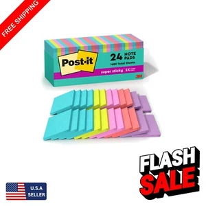 Bright & Recyclable 3x3 Supernova Neon Sticky Notes - 24 Pads for Creative Tasks - Picture 1 of 17