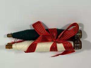 Antique Wooden Weaving Loom Shuttle/Bobbins Spools Set of 3 Christmas Decor Red - Picture 1 of 5