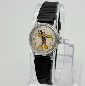 Vintage INGERSOLL Women's/Youth DISNEY Mickey Mouse Silver Tone Mechanical Watch - Picture 1 of 7