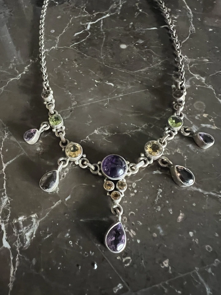 Nicky Butler Amethyst, Citrine, and Peridot Drop Necklace 18” - Image 1 of 4