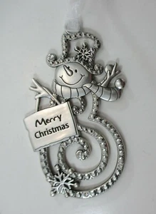 W5 Merry Christmas SNOWMAN SNOWFLAKE ORNAMENT Ganz - Picture 1 of 4
