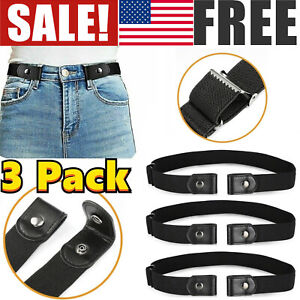 3pcs Buckle-free Elastic Invisible Waist Belt Men Women Jeans No Bulge Hassle US