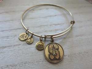 Alex and Ani Stanford Gold Tone Charm Bangle Charm Bracelet - Picture 1 of 2