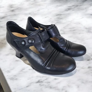 WOLKY Women's Black T-Bar Med Heel Shoes, Velco Close, Size 39.5 EU 8.5 AU - Picture 1 of 10