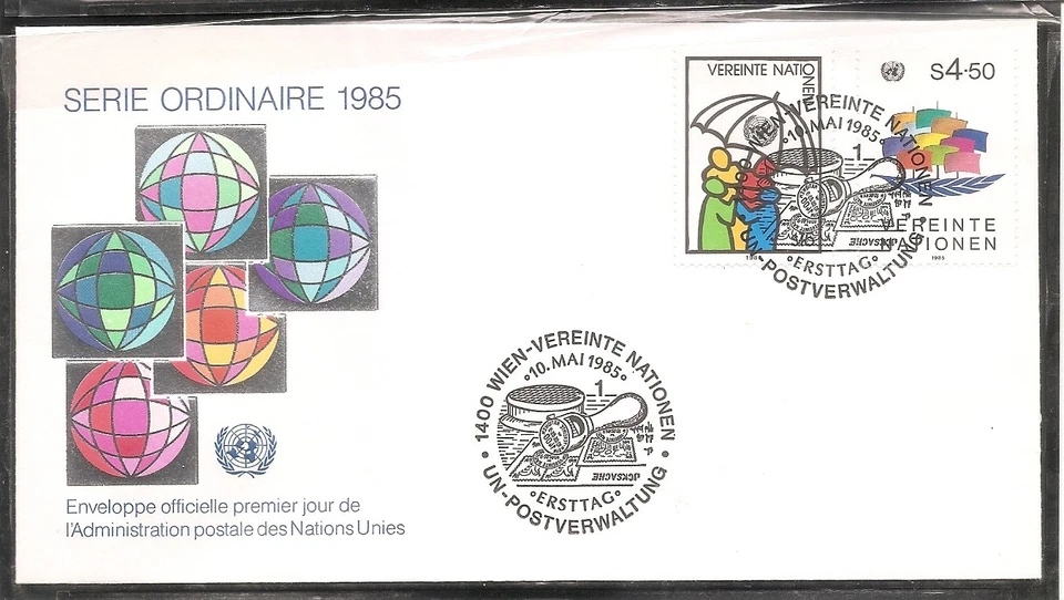 Naciones Unidas Viena # 50-51 Barco de la Paz, Paraguas FDC. UNPA Foto 1 de 1