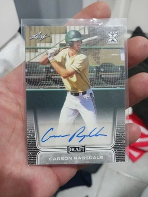 Carson Ragsdale 2020 Leaf Draft XRC Auto BA-CR2 ROOKIE SAN FRANCISCO GIANTS - Image 1 of 2