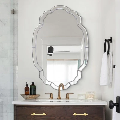 Espejo de salón grande, espejos festoneados sin marco de 40"" x 28"" para entrada... Foto 1 de 4